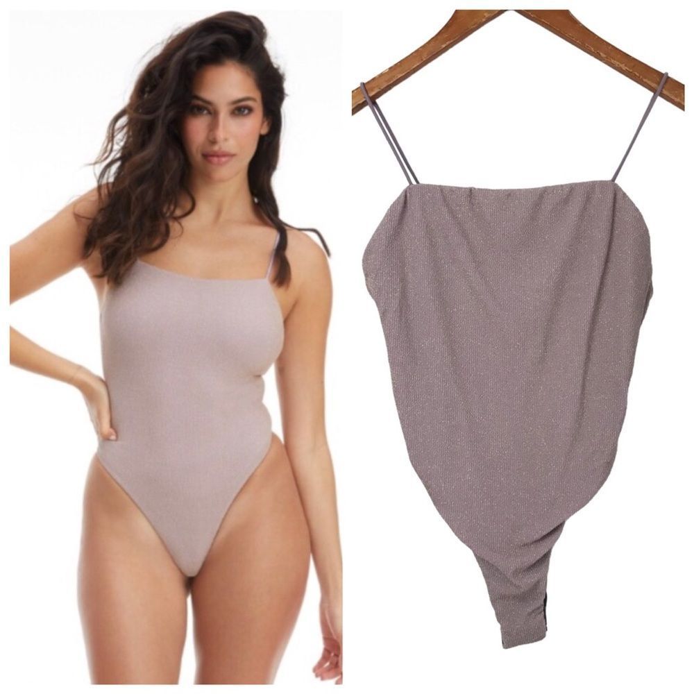 Good American | 90’s Rib Sparkle Swimsuit One-Piece Suit NWT.